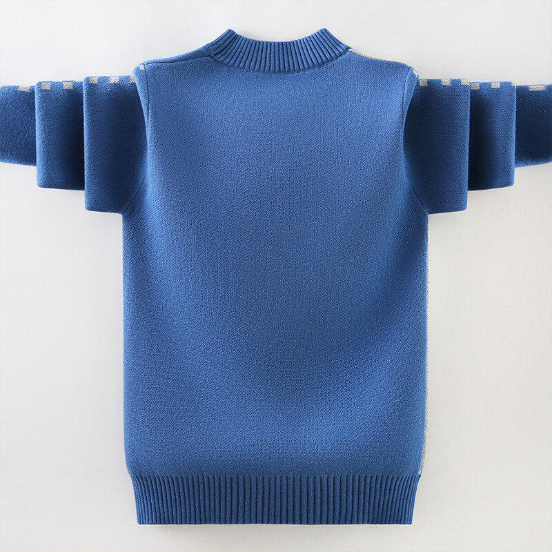 Пуловер за момчета Есен Зима Детски пуловери за момчета Топли плетени горнища Ученически дрехи Модни цветни пачуърк детски пуловери