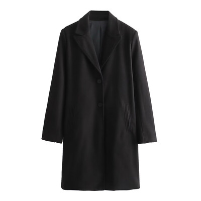 Sieviešu vilnas mētelis Retro vienrindas masīva garā jaka Sieviešu mīkstie mēteļi Ielu apģērbi mētelis rudens ziema