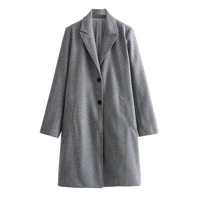 Sieviešu vilnas mētelis Retro vienrindas masīva garā jaka Sieviešu mīkstie mēteļi Ielu apģērbi mētelis rudens ziema