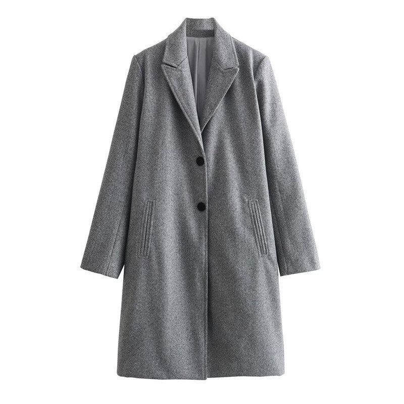 Sieviešu vilnas mētelis Retro vienrindas masīva garā jaka Sieviešu mīkstie mēteļi Ielu apģērbi mētelis rudens ziema