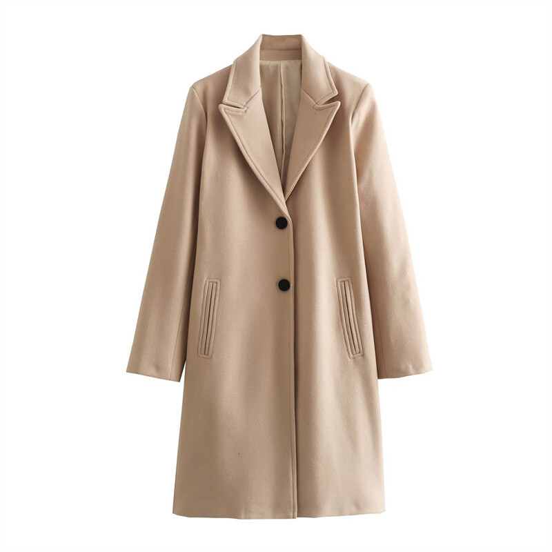 Sieviešu vilnas mētelis Retro vienrindas masīva garā jaka Sieviešu mīkstie mēteļi Ielu apģērbi mētelis rudens ziema