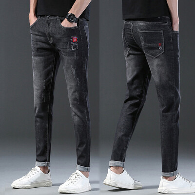 Μοντέρνα ανδρικά ρετρό πλυμένα Snowflake Slim Fit Κλασικό τζιν Ανδρικό casual Street Skateboarding τζιν παντελόνι Stretch στενό παντελόνι