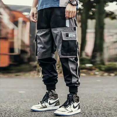 TPJB Joggeri noi Pantaloni cargo pentru bărbați Casual Hip Hop Hit Color Buzunar Pantaloni pentru bărbați Pantaloni de sport Streetwear Panglici Pantaloni Techwear