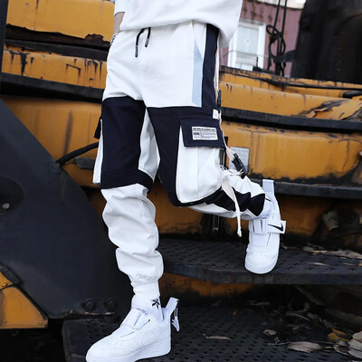 TPJB Joggeri noi Pantaloni cargo pentru bărbați Casual Hip Hop Hit Color Buzunar Pantaloni pentru bărbați Pantaloni de sport Streetwear Panglici Pantaloni Techwear
