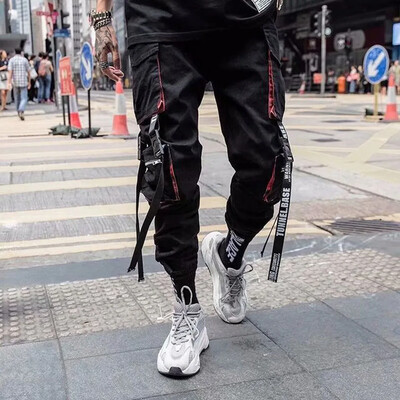 TPJB Joggeri noi Pantaloni cargo pentru bărbați Casual Hip Hop Hit Color Buzunar Pantaloni pentru bărbați Pantaloni de sport Streetwear Panglici Pantaloni Techwear