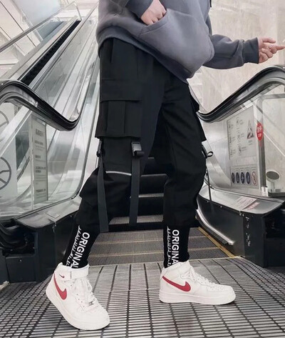 TPJB Joggeri noi Pantaloni cargo pentru bărbați Casual Hip Hop Hit Color Buzunar Pantaloni pentru bărbați Pantaloni de sport Streetwear Panglici Pantaloni Techwear