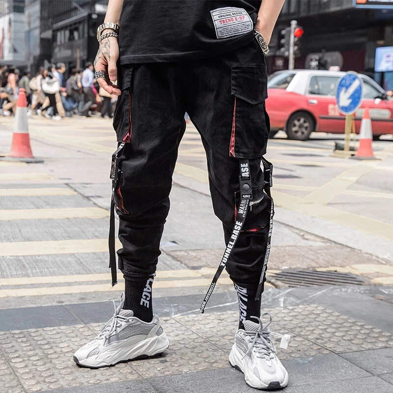 TPJB Joggeri noi Pantaloni cargo pentru bărbați Casual Hip Hop Hit Color Buzunar Pantaloni pentru bărbați Pantaloni de sport Streetwear Panglici Pantaloni Techwear