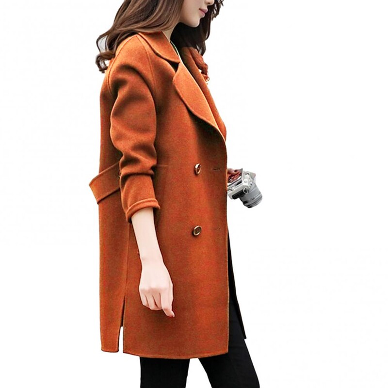 Μάλλινο παλτό Γυναικείο Φθινοπωρινό Χειμώνα Μασίφ Κομψό Κορεάτικο μπουφάν Oversize Casual ζεστό μεσαίο μήκος με διπλό πέτο