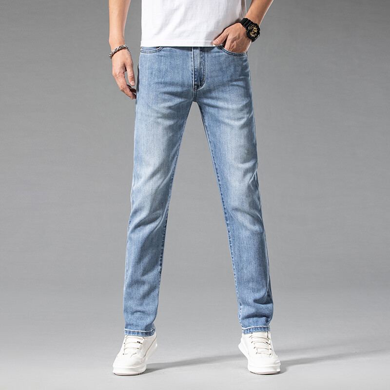 2024. gada pavasaris, vasara, tievi, taisni vīriešu džinsi, slaidi, moderni, ikdienišķi elastīgi džinsa bikses vīriešu zīmola bikses baltas bikses