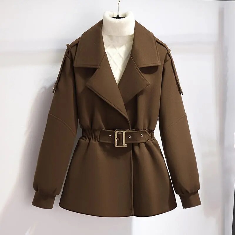 2024, noi, toamnă iarnă, paltoane de lână, pentru femei, lungi, lungi, largi, guler, jachetă subțire de lână pentru femei, pardesiu ocazional, topuri pentru femei