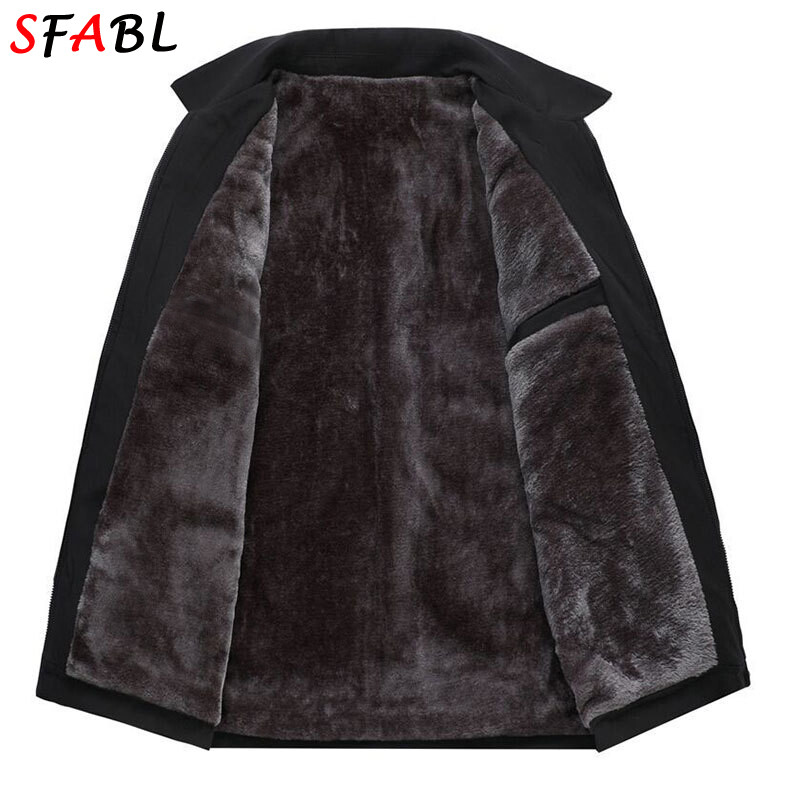 Debela topla muška zimska jakna 2024, nova muška poslovna muška jakna od flisa, jesen, zima, parka, klasični ležerni muški zimski kaput, crni