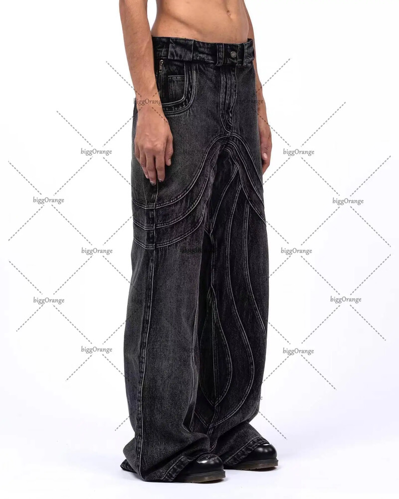 Y2K Punk Hip Hop Jeans Muškarci Žene 2023 Streetwear Coast Radna odjeća Poderani stil Široka isprana odjeća Muške hlače za brisanje poda