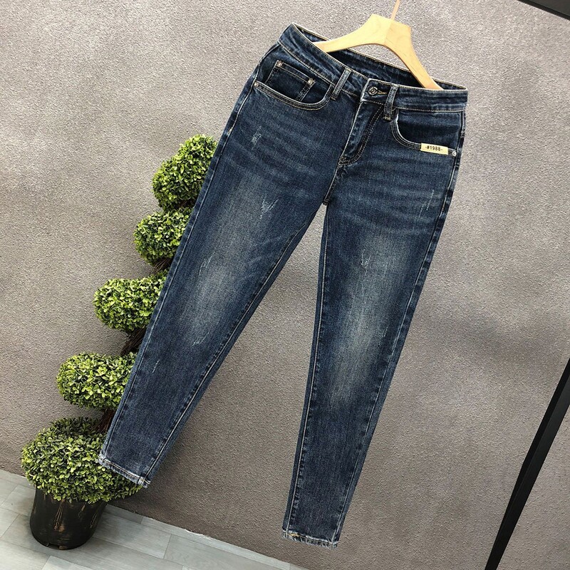 Îmbrăcăminte de lux coreeană de modă Blugi de blugi pentru bărbați, subțiri, primăvară, toamnă, ocazional, blugi pentru bărbați de marca de lux de designer