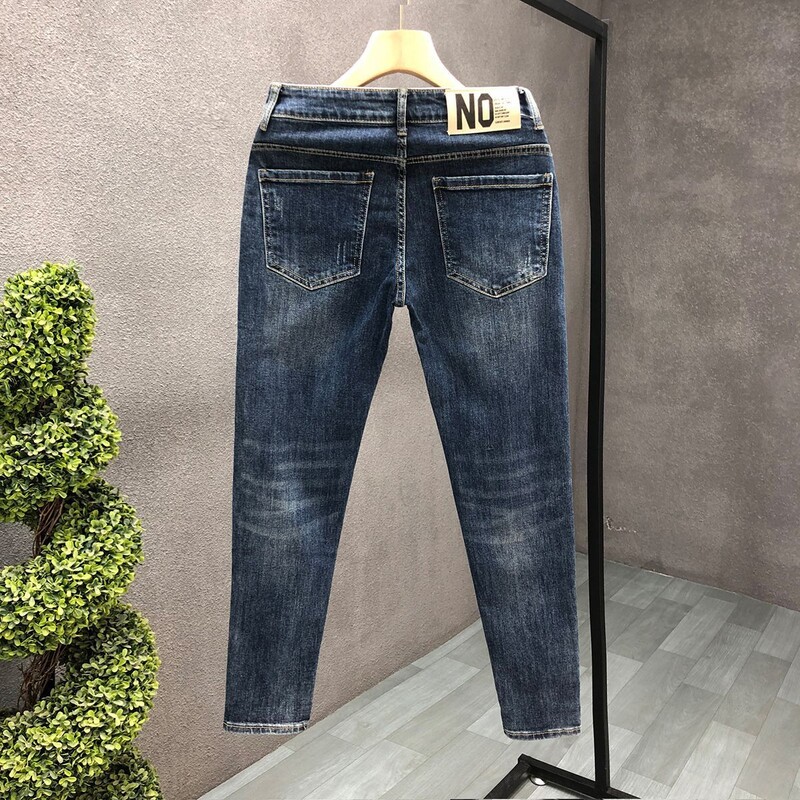 Îmbrăcăminte de lux coreeană de modă Blugi de blugi pentru bărbați, subțiri, primăvară, toamnă, ocazional, blugi pentru bărbați de marca de lux de designer