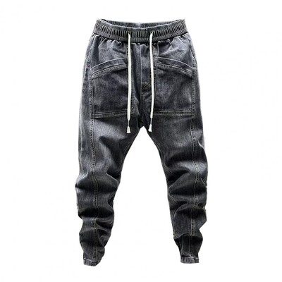 Ανδρικά τζιν μόδας Casual Jogger Harem παντελόνι τζιν Hip hop ελαστική μέση Τζιν με γράμμα εκτύπωση Ανδρικό παντελόνι άνοιξη 2024 νέο