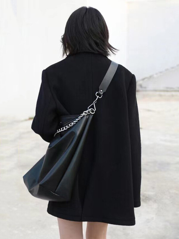 Korejsko toplo vuneno odijelo srednje dužine Kaput s debelim V izrezom Ženske nove široke parke Zimske jednoredne jakne od mješavine vune Casaco