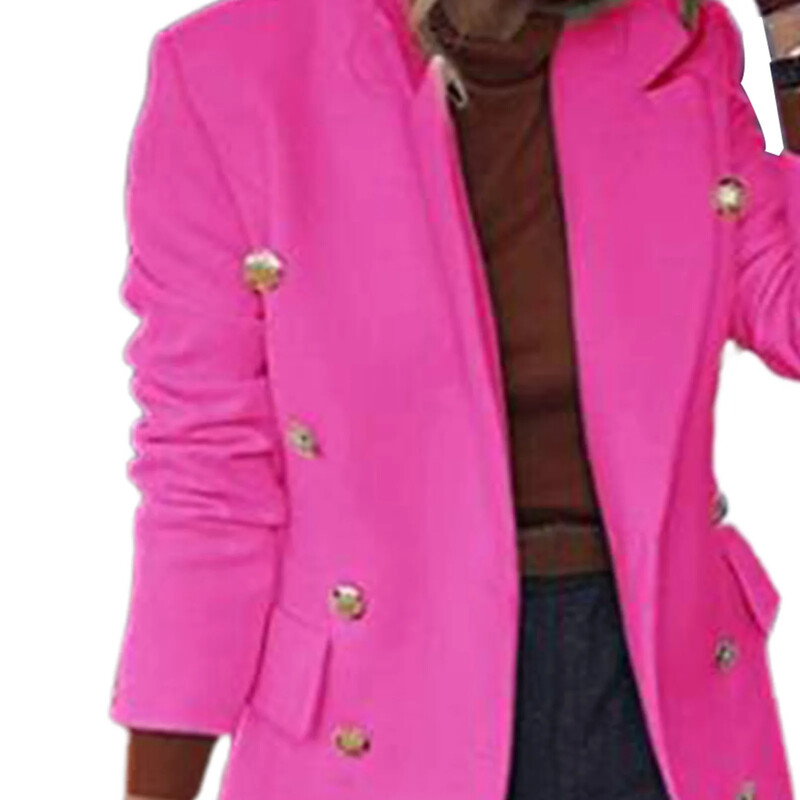 Palton de lână pentru femei de culoare solidă, cu nasturi lungi, cu rever, la modă, subțire, la două piept, ocazional, pardesiu, toamnă iarnă