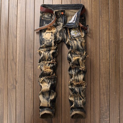 Augstas kvalitātes zīmolu Vīriešu džinsi Jauna mode Ikdienišķa Biznesa Vintage Style Iela Vīrietis Denin Bikses Hip Hop Jaunatnes Cargo Bikses Liela izmēra