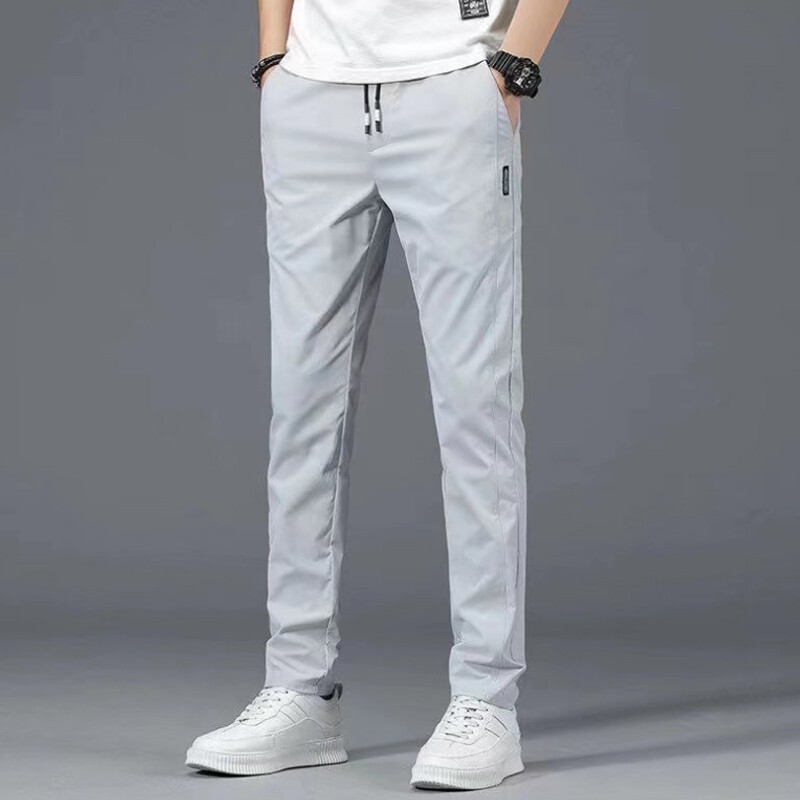 Pantaloni din mătase de gheață pentru bărbați de vară, ultra subțiri, respirabili, largi, versatili, drepți, casual, elastici, uscare rapidă, pentru bărbați, casual, pa