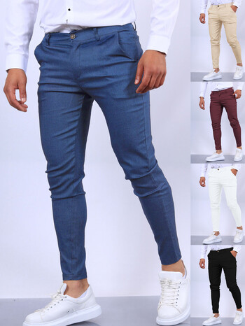 Нови мъжки панталони за джогинг Skinny Soft Stretch Business Pencil Pants Slim Fit Casual Pants Mid Waist London Fashion Calças De Homem