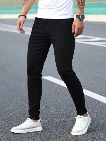 2024 Мъжки класически усъвършенствани моливи дънки Jean Homme Man Soft Stretch Black Biker Masculino Denim Trousers Мъжки плътни панталони