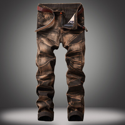 Rudens jauni džinsi, vīriešu zilas elastīgas biker bikses, Broken Hole džinsi, modes populāras vīriešu džinsu bikses, liela izmēra 29-42