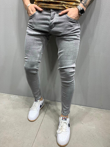 Ретро плътни разтегливи скъсани тесни дънки Мъжки Basic Biker Slim Fit Elastic Y2K Denim Cargo Pants Casual Pantalones Hombre Joggers