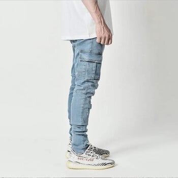 Модни мъжки дънки Skinny Wash Pocket Denim Pants Boyfriend Streetwear Карго панталони Прави панталони Пролет Лято Мъжко облекло