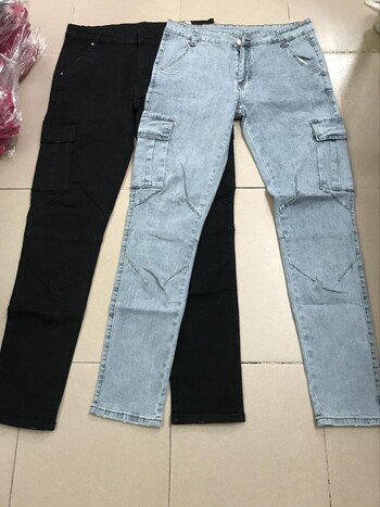 Модни мъжки дънки Skinny Wash Pocket Denim Pants Boyfriend Streetwear Карго панталони Прави панталони Пролет Лято Мъжко облекло