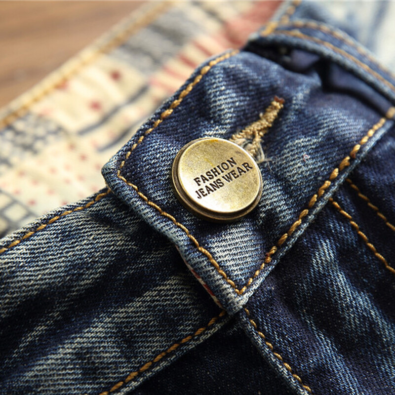 Τζιν τζιν ίσια γρατσουνιές Μόδα Ανδρικά παντελόνια Πολυτελή Vintag Hole Ruined Long Broken Fashion Κανονική εφαρμογή Μεγάλο μέγεθος