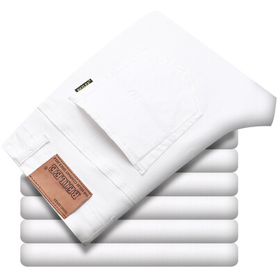 Νέο Ανδρικό τζιν παντελόνι Trend Ιδιοσυγκρασία Casual Fashion Τζιν Ελαστικό ίσιο λεπτό Λευκό Κόκκινο Μαύρο Cool Παντελόνι Όλη τη σεζόν