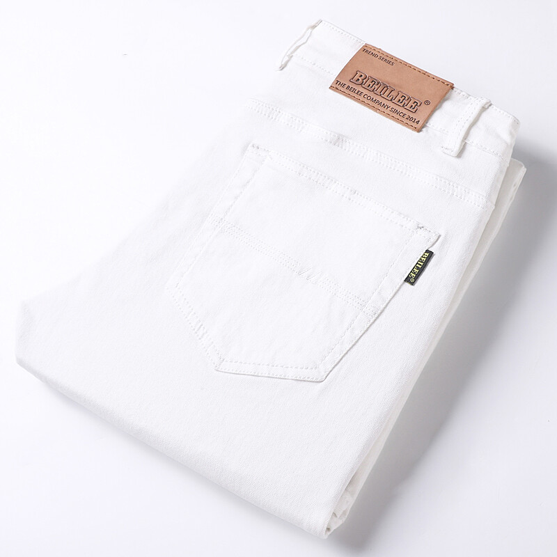 Νέο Ανδρικό τζιν παντελόνι Trend Ιδιοσυγκρασία Casual Fashion Τζιν Ελαστικό ίσιο λεπτό Λευκό Κόκκινο Μαύρο Cool Παντελόνι Όλη τη σεζόν