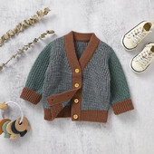 Baba pulóverek Kötött Újszülött Fiú Gyermek Kardigán Hosszú ujjú Őszi divat Patchwork Csecsemő Lány Ruházat Meleg felsők Felsőruházat