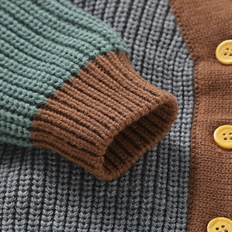 Baba pulóverek Kötött Újszülött Fiú Gyermek Kardigán Hosszú ujjú Őszi divat Patchwork Csecsemő Lány Ruházat Meleg felsők Felsőruházat