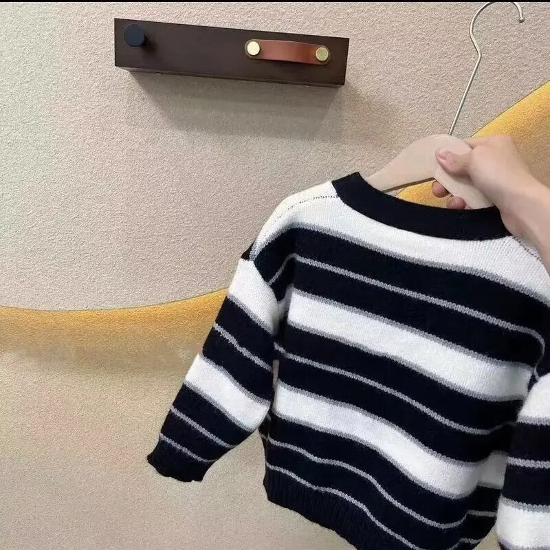 Laste silmkoeline kampsun jakk poistele, tüdrukutele, kevad-sügis 2024, uued triibulised top vabaaja stiilis beebiriided