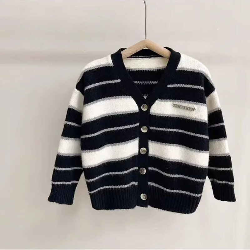 Laste silmkoeline kampsun jakk poistele, tüdrukutele, kevad-sügis 2024, uued triibulised top vabaaja stiilis beebiriided