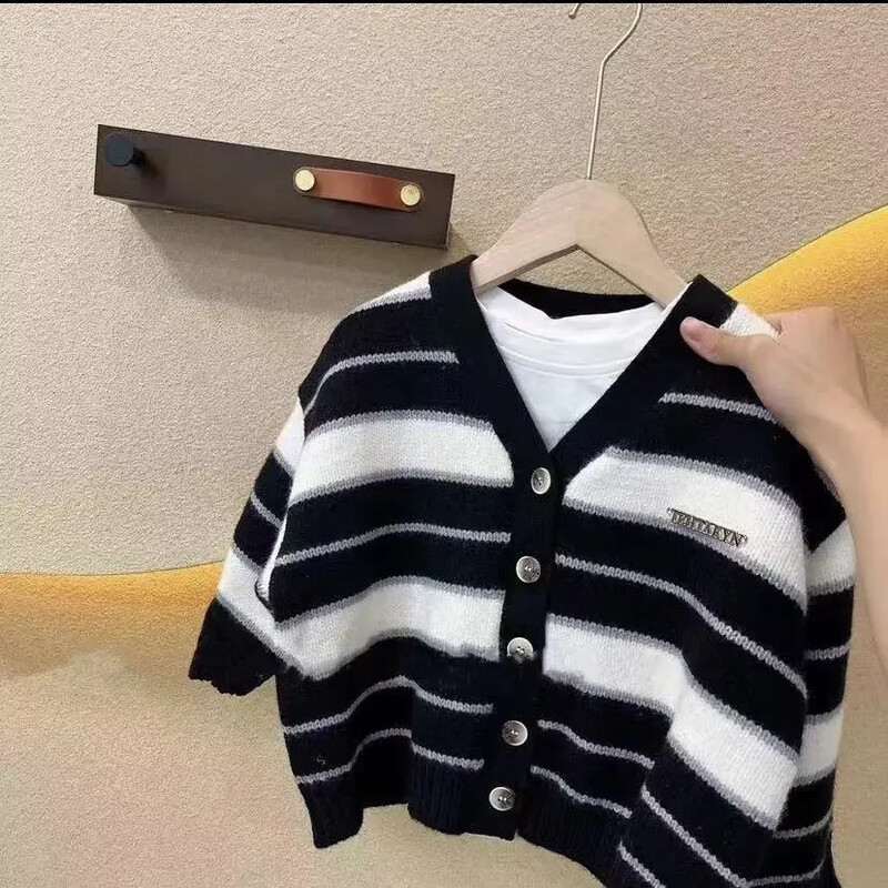 Laste silmkoeline kampsun jakk poistele, tüdrukutele, kevad-sügis 2024, uued triibulised top vabaaja stiilis beebiriided