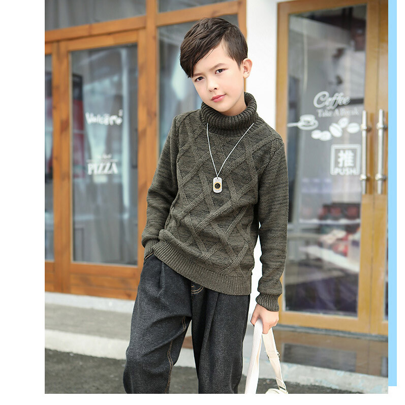 2-12T Džemper za malu djecu, dječake, jesen, zima, topao pleteni pulover, gornji dio, dolčevita s dugim rukavima, pletena odjeća za gospodske džempere
