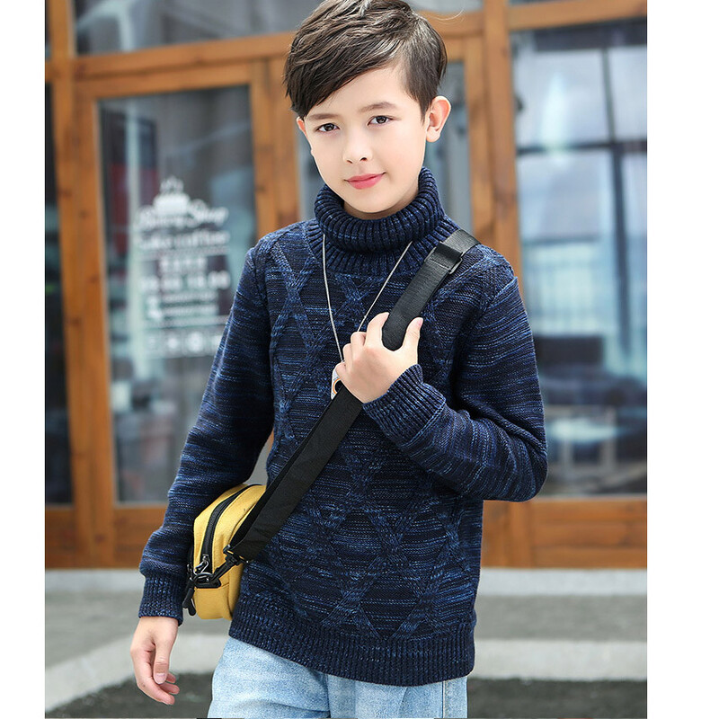2-12T Džemper za malu djecu, dječake, jesen, zima, topao pleteni pulover, gornji dio, dolčevita s dugim rukavima, pletena odjeća za gospodske džempere