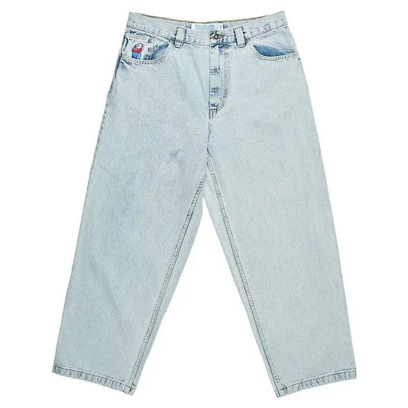 Y2K Golf Trap Wang blugi pentru bărbați Streetwear Blugi largi, broderie, denim, timp liber, pantaloni cargo simpli, blugi pentru femei, fierbinți