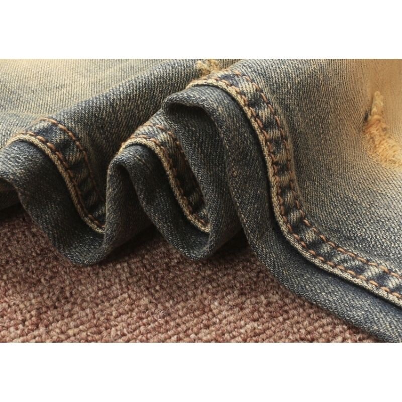 Toamnă și iarnă 2023, modă nouă, vintage, rupte, de culoare uni, pantaloni mici pentru bărbați, confort casual, blugi elastici de înaltă calitate