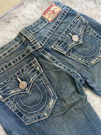 Pantaloni casual brodați gotici retro denim de stradă, stil Y2K, blugi cu picioare drepte, pantaloni de modă Harajuku cu talie înaltă, noi
