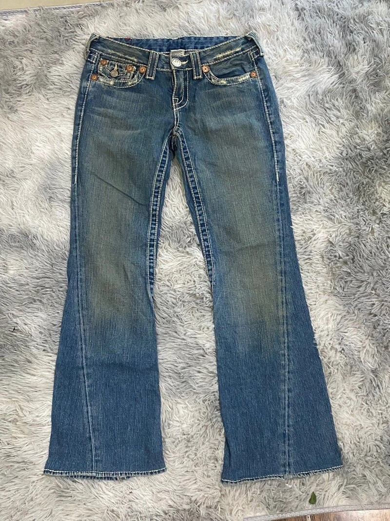 Pantaloni casual brodați gotici retro denim de stradă, stil Y2K, blugi cu picioare drepte, pantaloni de modă Harajuku cu talie înaltă, noi