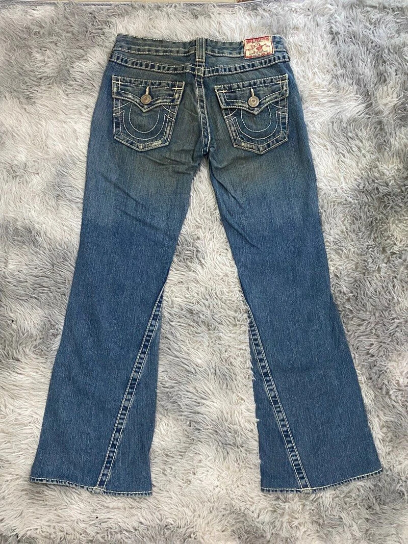 Pantaloni casual brodați gotici retro denim de stradă, stil Y2K, blugi cu picioare drepte, pantaloni de modă Harajuku cu talie înaltă, noi