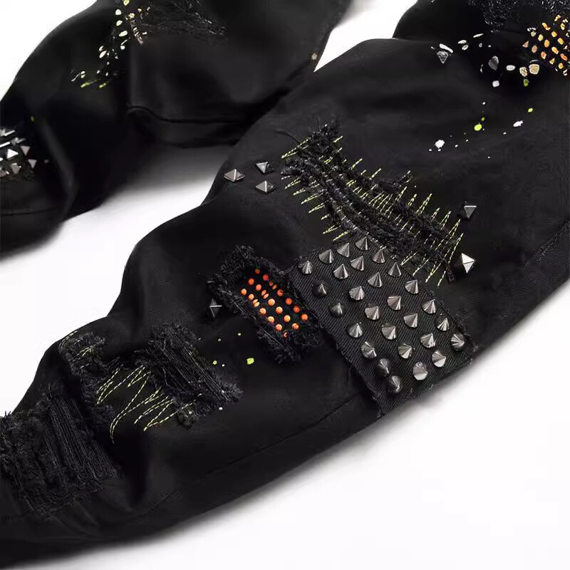 Nove male ravne crne muške uske traperice s mikroelastičnim slomljenim noktima od vrbe, trendi hlače 3111