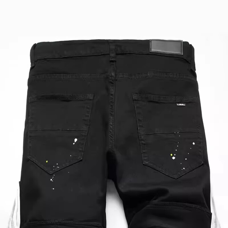 Nove male ravne crne muške uske traperice s mikroelastičnim slomljenim noktima od vrbe, trendi hlače 3111