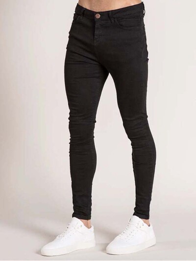Blugi skinny de modă bărbați pentru băieți Blugi subțiri din bumbac elastic clasic Pantaloni de denim elastic pentru bărbați de înaltă calitate, negru, îmbrăcăminte casual pentru bărbați