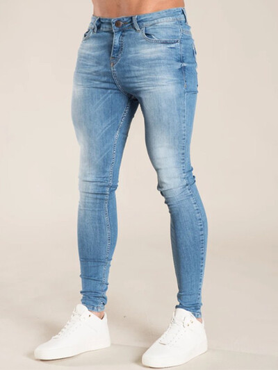 Blugi skinny de modă bărbați pentru băieți Blugi subțiri din bumbac elastic clasic Pantaloni de denim elastic pentru bărbați de înaltă calitate, negru, îmbrăcăminte casual pentru bărbați