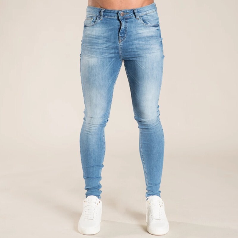 Blugi skinny de modă bărbați pentru băieți Blugi subțiri din bumbac elastic clasic Pantaloni de denim elastic pentru bărbați de înaltă calitate, negru, îmbrăcăminte casual pentru bărbați