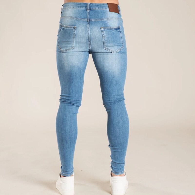 Blugi skinny de modă bărbați pentru băieți Blugi subțiri din bumbac elastic clasic Pantaloni de denim elastic pentru bărbați de înaltă calitate, negru, îmbrăcăminte casual pentru bărbați